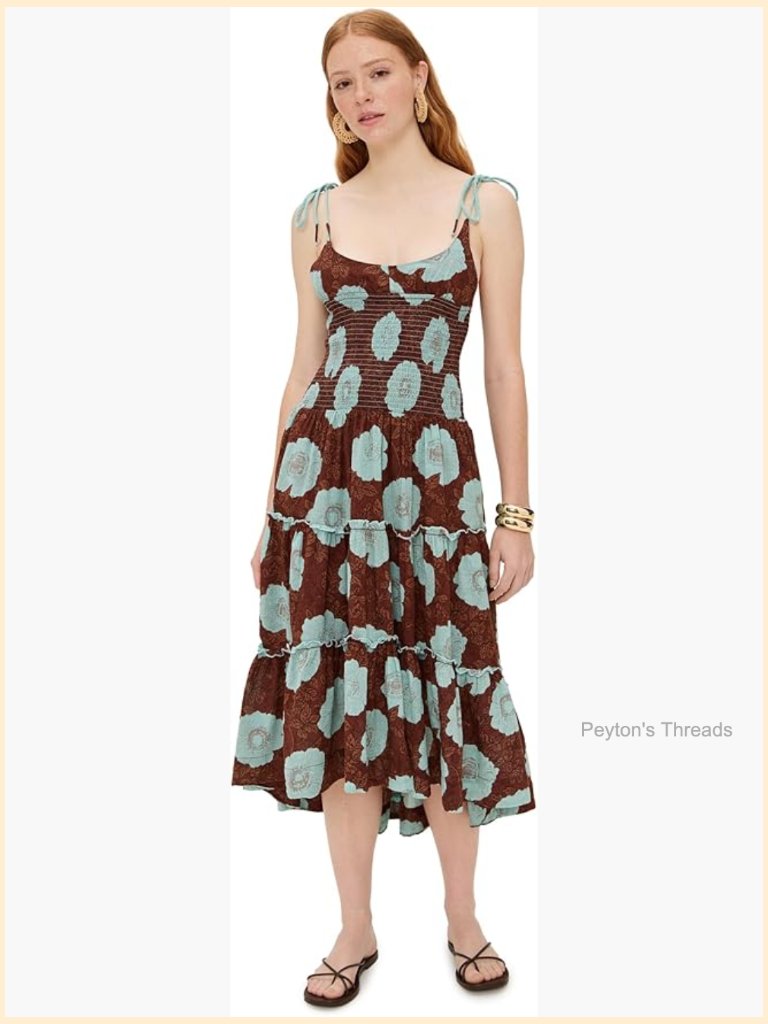 Mid-Length Fit & Flare Dress With Smocked Bodice And Pockets